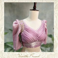 #frillblouse Draping Blouse Designs, Designer Hands For Blouses, Pop Sleeves Blouse Design, Cape Blouse Designs, Puff Hands Blouse Designs, Pleated Blouse Designs, Deep V Blouse, Ruffle Blouse Designs