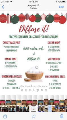 Christmas Spirit Diffuser Blends, Peppermint Water, Essential Oil Diffuser Blends Recipes, Young Living Essential Oils Recipes, Ayurvedic Healing, Yl Oils, Essential Oil Diffuser Recipes, Oil Diffuser Recipes, Diffuser Recipes