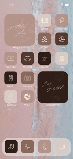 an iphone screen showing the icons for different types of things on it, including water and sand