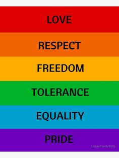 a rainbow sign with the words love respect freedom tolerance equality pride metal print