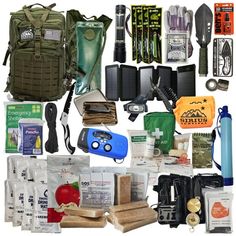 Personal Protection/Comfort 1 50L 900D Premium Expeditionary Backpack 1 DEET Insect Repellent Spray Bottle 2 Leather Work Gloves 2 Bivvy Emergency Sleeping Bag 2 Emergency Survival Tent w/ Strapping 2 All Weather Emergency Poncho 2 Reflective Mylar Thermal Blanket - 82in x 52in 1 Playing Card Deck 1 Irish Spring Soap Emergency Food & Water 2 SOS Foods 3600 Calorie Emergency Food Ration Pack - 5 Year Exp 12 SOS Foods 4.2oz Emergency Drinking Water Pouch - 5 Year Exp 1 Backpack Hydration Pack w/ 3 Go Bag Emergency, Backpack Survival Kit, Backpack Survival, Emergency Backpack, Survival Tent, Survival Card, Leather Work Gloves, Survival Backpack, Emergency Survival Kit