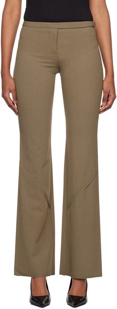 Straight-leg stretch polyester- and rayon-blend twill trousers. Raw edges throughout. · Two-pocket styling · Zip-fly · Raw edge at flared cuffs Supplier color: Toffee Wardrobe Upgrade, Twill Trousers, Bec Bridge, Bec & Bridge, Leg Stretching, Raw Edge, Toffee, Bottoms Pants