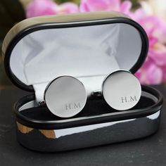 These Silver Personalised Engraved Initial Round Wedding Cufflinks make the perfect gift for your partner or for a newly married couple. Our engraved wedding cufflinks are a great fashion accessory and complement any shirt and suit combination.  These cufflinks can be personalised with any text you require for a truly bespoke, personal gift. PLEASE LEAVE ALL ENGRAVING DETAILS IN THE PERSONALISATION BOX All our cufflinks are presented in either a stylish black faux leather cufflink box or you can Father's Day Cufflinks With Gift Box, Engravable Cufflinks For Wedding Gift On Father's Day, Engraved Cufflinks For Wedding Gift On Father's Day, Father's Day Wedding Gift Cufflinks With Engraving Option, Classic Wedding Cufflinks With Gift Box, Wedding Cufflinks With Gift Box For Father's Day, Silver Cufflinks With Engraving Option For Wedding Gift, Silver Cufflinks For Wedding Gift, Silver Cufflinks With Gift Box For Father's Day