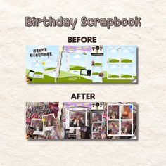 the birthday scrapbook is before and after