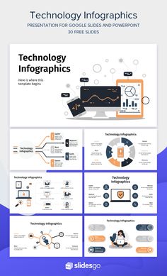 the presentation slideshow for technology info graphics