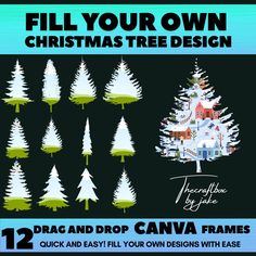 christmas tree design with 12 different styles and sizes