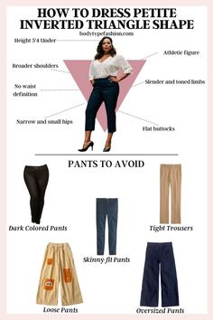 Large Prints on the Bustline Area Inverted Body Shape, Petite Inverted Triangle, Inverted Triangle Outfits, Body Shape Guide, Tight Pencil Skirt, Outfits For Petite, Inverted Triangle Body Shape, What Not To Wear, Triangle Body Shape