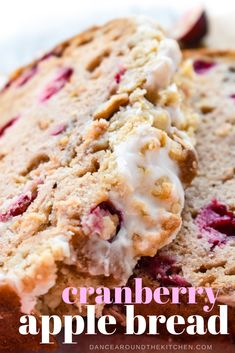 cranberry apple bread with white icing on top