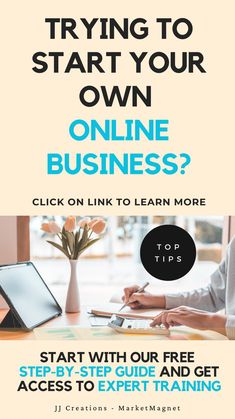 a flyer for an online business with the words, trying to start your own online business?