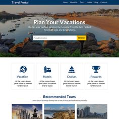 the travel portal homepage is shown