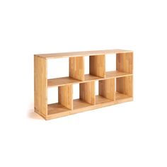 a wooden shelf with four shelves on each side