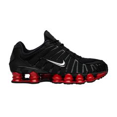 Find NIKE Skepta X Shox Tl on Editorialist. First worn by the UK rapper in his 'Bullet From a Gun' video, Skepta collaborated again with Nike on a special edition of the Shox TL in September 2019. The iconic sneaker takes on an edgy appearance in black synthetic textile with a full TPU cage, a mesh tongue and reflective Swooshes. With a molded plate in the heel for stability, a system of striking red columns and a modified Waffle rubber outsole promote cushioned durability below. Nike Skepta, Nike Shox Tl, Nike Shox, Mens Shoes Sneakers, Top Sneakers, Nike Women, Men's Shoes, Shoes Sneakers, Nike