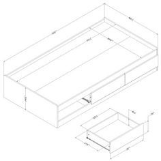 the drawing shows an open drawer with two drawers on each side