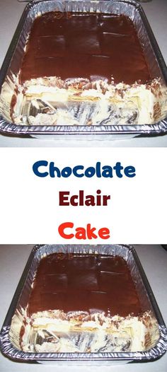 two pans filled with chocolate eclair cake