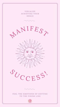 the front cover of a pink book with an image of a sun and words on it