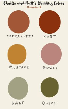 the different shades of wedding colors