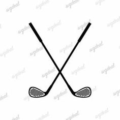 two crossed golf clubs and a ball on a white background with the word's logo