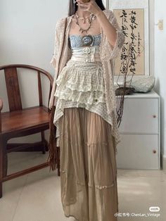 Delicate Style Fashion, Soft Witch Aesthetic Outfit, Antique Grunge Outfits, Oceancore Outfit, Bohemian Outfits Aesthetic, Sirencore Outfits, Gypsycore Fashion, Fae Outfit, Fairy Fits