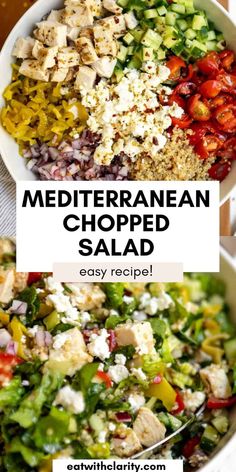 mediterranean chopped salad in a bowl with the title above it