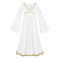 PRICES MAY VARY. Dress is made of polyester material, hand wash recommended Size Table means age ranges for girls, but they are for general guidance only Separate long sleeves, V-neckline, empire waist, white tunic accented with gold trim Pull on closure. Beautiful costume dress for your girl Great for dress up parties, Halloween, stage performances, masquerade Set Include: 1Pc Dress
 Condition: New with tag
 Material: Polyester
 Color: White(as pictures show)
 Dress Length: Tea Length
 Tag No.- Greek Goddess Costume Kids, Girls Greek Goddess Costume, Goddess Costume Halloween, Athena Costume, Toga Dress, Greek Costume, Grecian Dress, Halloween Party Dress, Greek Goddess Costume