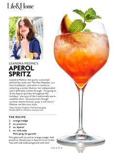 the recipe for an aperol spritz cocktail is shown in this advert