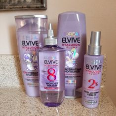 L'oreal Elvive Hyaluron Plump Haircare Bundle. This Bundle Includes 4 Brand New And Unopened Full Size Products. Comes From My Smoke Free And Pet Free Home. Loreal Elvive Hyaluron, Loreal Elvive, Random Wishlist, Loreal Hair, Funny Emoticons, Diy Hair Care, Purple Gray, Diy Hair, L Oreal