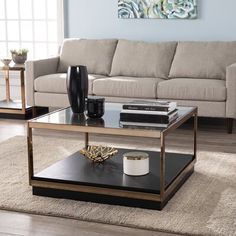 a living room scene with focus on the coffee table