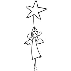 a drawing of a girl holding a star above her head with one arm and two hands