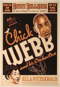 an old movie poster for the film chick tuebb and his orchestra, featuring ella fitzgerald