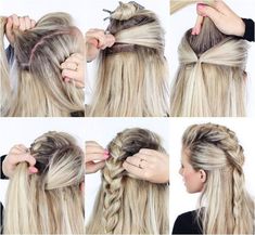 Vous en avez marre d'être coiffée pareil tous les samedis soirs ? Voici 10 idées… Easy And Beautiful Hairstyles, Top Braid, Grunge Hair, Burning Man, Up Hairstyles, Pretty Hairstyles, Hair Hacks