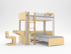 a bunk bed with stairs next to it