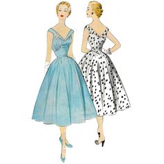 Vintage 1950s Pattern - Midi Dress Dress with fitted bodice and V back, seams joining to the middle front to widening shoulder straps. Skirt is flared and midi in length. Depending on the fabric this dress will look fabulous dressed up or dressed down. Offered here as: Paper Pattern. This pattern is also available as a PDF Download. Skill Level: Intermediate Size Guide: Vintage Size: 20 Bust: 38" (96.5cm) Waist: 32" (81.3cm) Hip (7" below natural waistline): 41" (104c) Finished length from natur Vintage A-line Dress With Pleated Bodice, Vintage Dresses With Pleated Bodice For Vintage Events, 1950s Style Dresses With Pleated Fitted Bodice, 1950s Style Dress With Fitted Bodice For Vintage Fashion, Retro Vintage Dress With Fitted Bodice, Tea Length, Retro Dress With Pleated Fitted Bodice, Vintage Dresses With Pleated Bodice And Tea Length, Vintage Tea-length Dresses With Fitted Bodice, Vintage Tea Length Dress With Pleated Bodice