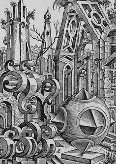 an ink drawing of various objects in black and white, with the word art written on it