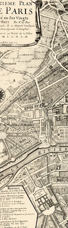 an old map of paris showing the streets