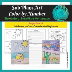 the sub plans art workbook for elementary students to learn how to use color by number