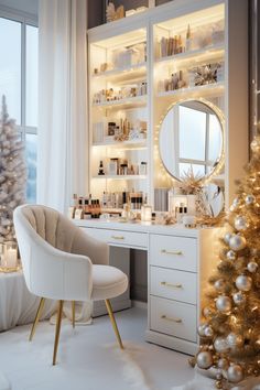 beauty room beauty room decor beauty room ideas beauty salon neutral christmas decor winter decor holiday decor natural christmas home renovation ideas renovation ideas house renovation ideas christmas decor Small Dressing Rooms, Baddie Apartment Ideas, Baddie Apartment, Vanity Ideas, Cozy Room Decor, Small Room Bedroom