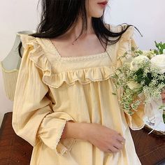 Just found this amazing item on AliExpress. Check it out! $19.86 | Women's Lolita Dress Cream-colored Square Neck Princess Sleepshirts Vintage Ladies Nightgowns Nightdress Cute Lounge Sleepwear Vintage Pijama, Sewing Gowns, Ladies Nightgowns, Cute Nightgowns, Vintage Loungewear, Victorian Nightgown, Cute Lounge, Vintage Nightgown