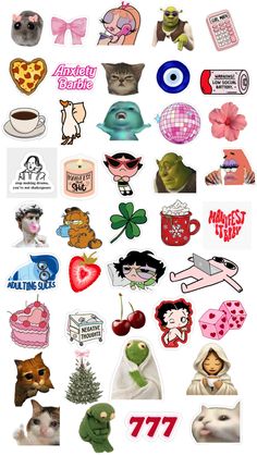 an image of many different stickers on a white background