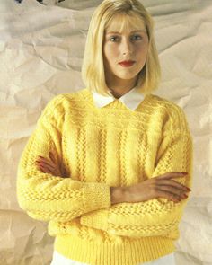 Womens Vertical Lace Panel Sweater Easy Knit Ladies Jumper PDF Knitting Pattern Pullover DK 8ply, 30 - 40" Vintage 80s Downloadable by YarnCruncher on Etsy