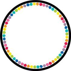 a circle with colored dots on the bottom and black border around it, in front of a white background