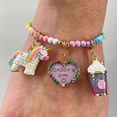 Let the world know whose girl she is with a Daddy’s Girl charm! Add this charm to any CHARM IT! bracelet or necklace and customize her collection! features & materials Enamel, Base Metal, Glass WARNING: Choking Hazard - Small parts. Not for children under 3 years. Unicorn Smoothie, Diy Jewelry Set, Charm It, Night Fashion, Pastel Beads, Chantel Jeffries, Pink Shop, Baby Doll Accessories, Girly Accessories