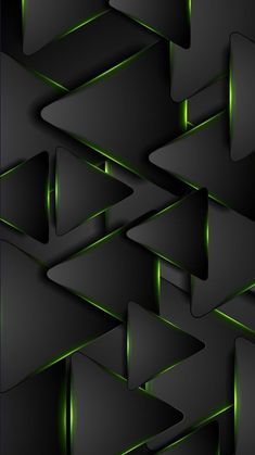 an abstract black and green background with triangles