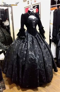 Gothic Black steampunk vampire Wedding Dresses Victorian Lace Bridal Ball Gowns Flare Long Sleeve Wedding Dresses Victorian, Bridal Ball Gowns, Steampunk Vampire, Dresses Victorian, Vampire Wedding, Black Steampunk, Vampire Dress, Victorian Wedding Dress, Old Fashion Dresses