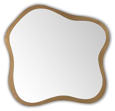 an oval shaped mirror with a wooden frame