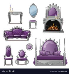 a set of furniture in purple colors