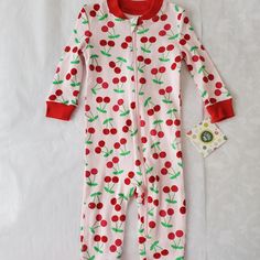 Nwt Little Me Footless Pajamas Cherry Size 12 Months So Cute Playful Long Sleeve Onesie For Sleepovers, Playful Pink Onesie For Sleep, Pink Cotton Onesie For Pajama Party, Red Long Sleeve Onesie For Loungewear, Playful Red Sleepwear For Sleepovers, Playful Red Sleepwear For Sleepover, Playful Red Sleep Sets, Playful Red Sleepwear Sets, Red Playful Sleepwear Sets