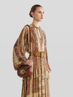 PEGASO PAISLEY CROSSBODY BAG | ETRO Shopping Bag Outfit, Zara Bohemian Dress With Floral Embroidery, Luxury Bohemian Ikat Print Dresses, Zara Bohemian Brown Dress, Etro Ready To Wear, Etro Fall 2023 Ready-to-wear, Etro Paisley, Paisley Fashion, Winged Horse