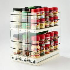 the spice rack is filled with spices and seasonings