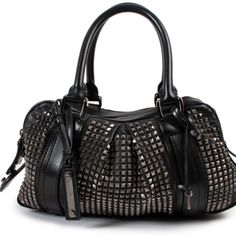 Never Used, In Great Condition , Black Gunmetal Studded Louboutin Bag, Studded Purse, Black Leather Bag, Leather Satchel Handbags, Studded Bag, Dream Bags, Burberry Prorsum, What In My Bag, Statement Bag