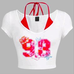 New With Tags Crop Top Size Small, Would Also Fit Extra Small It's Definitely Cropped But Very Cute! Baggy Crop Top, Spring Summer Capsule Wardrobe, Cute Pajama Sets, Shein Icon, Girls Crop Tops, Denim Skirt Women, Crop Top Outfits, Fabric Floral, Women T Shirts